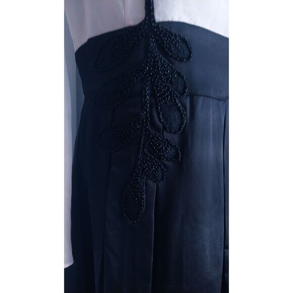 Vintage Organza Embroidery Turtleneck Beading Flare Long Sleeve Maxi Dress - Picture 10 of 11